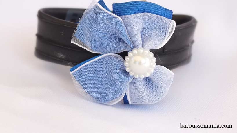 Bracelet 2 an 1 barette cheveux noeud bleu